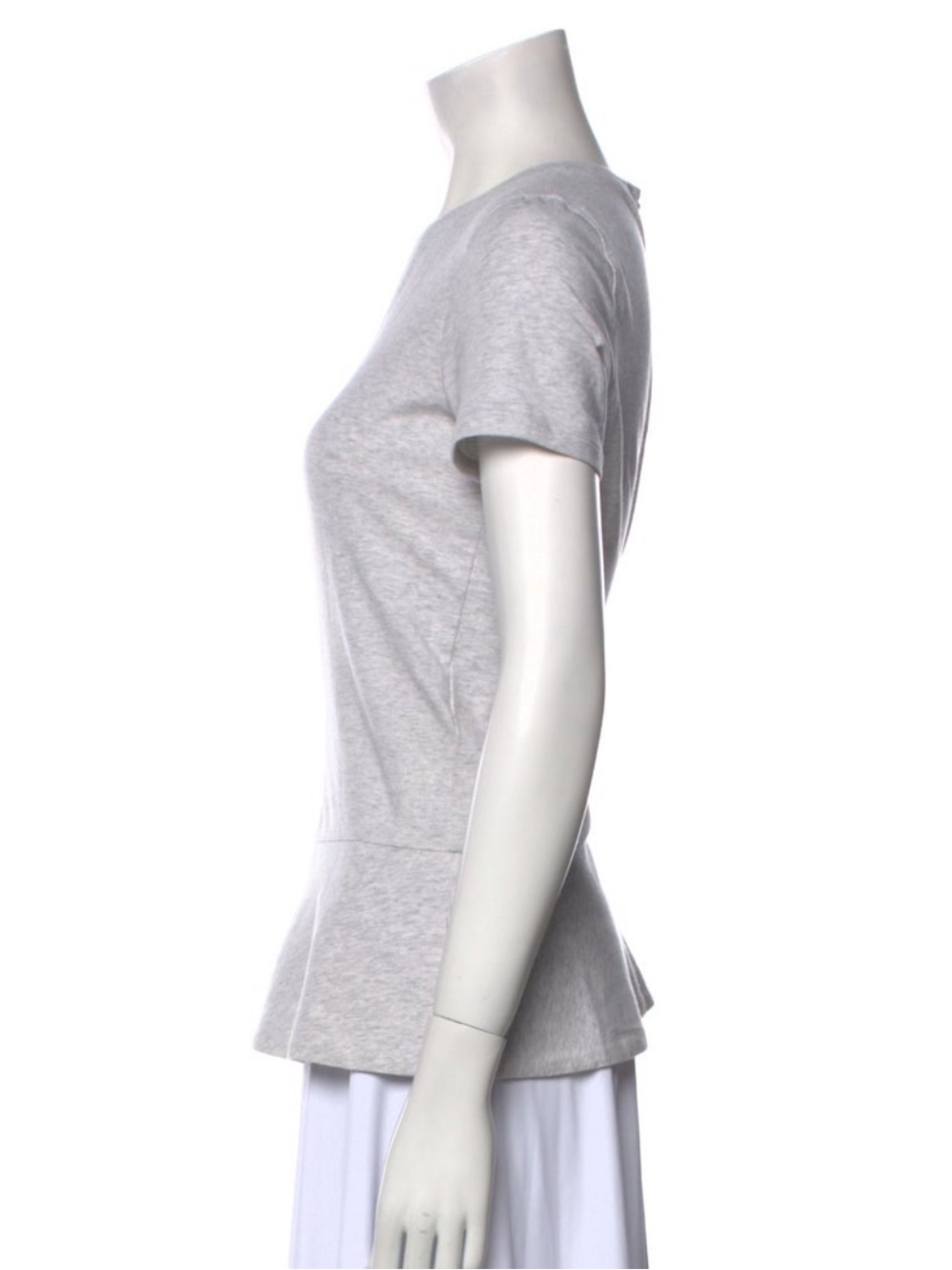 Brunello Cucinelli Heather Light Gray Short Sleeve Peplum Tee - Picture 2 of 3
